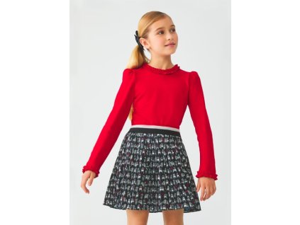 Plizovaná sukně černé barvy, potisk Abel&Lula