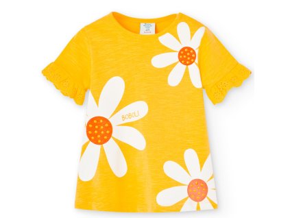 Šaty žluté s kopretinou, krátký rukáv, Boboli