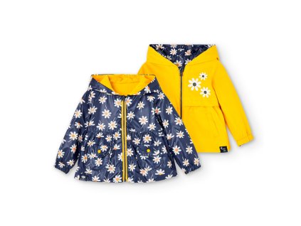 Oboustranná jarní, podzimní, bunda, modrá s kopretinami, žlutá, Boboli