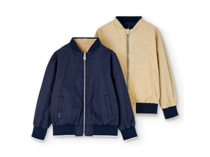 Oboustranná jarní bunda - bomber, tmavě modrá - béžová, kluk, Boboli