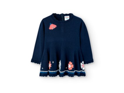 Šaty úpletové, dlouhý rukáv, tmavě modré, Boboli