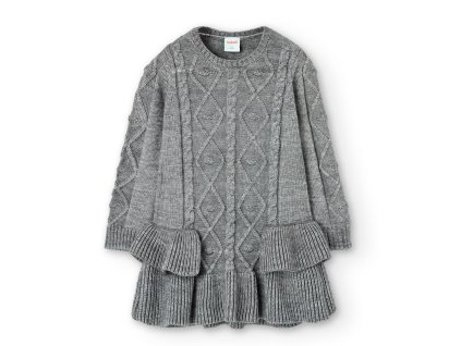 Šaty úpletové šedé, dlouhý rukáv, Boboli