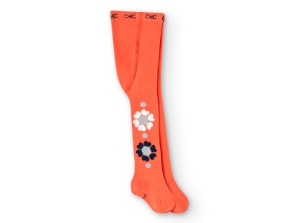 Punčochy oranžové s  kytkou, teplejší, Boboli