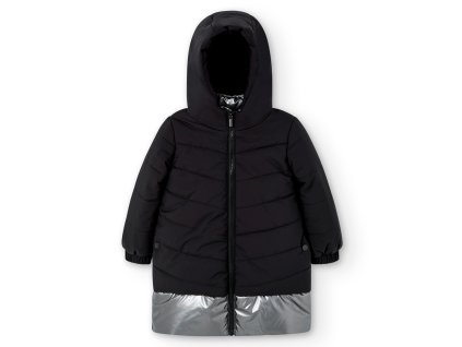 Zimní kabát s kapucí, černý, stříbrný, flees, holka Boboli