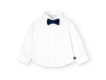 Společenská košile, bílá barva, dlouhý rukáv, s motýlkem, Boboli