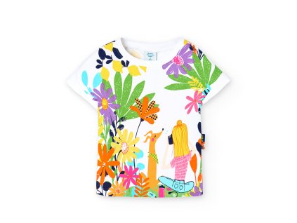 Tričko barevná zahrada krátký rukáv, dívka, Boboli