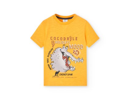 Tričko s krátkým rukávem, žluté, krokodýl , kluk, Boboli