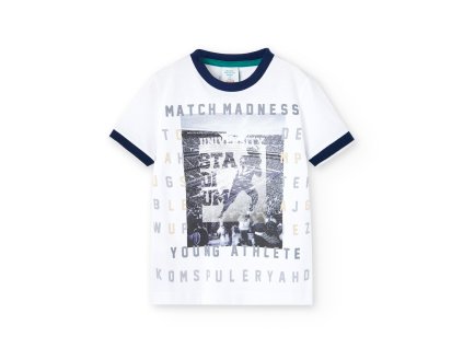 Tričko s krátkým rukávem, bílé, potisk, kluk, Boboli