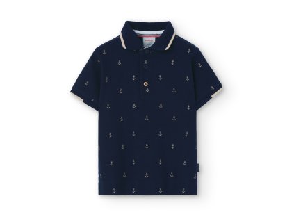Polo tričko s krátkým rukávem, tmavě modrá barva, kluk, Boboli