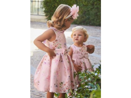 Luxusní společenské šaty růžové barvy s květy, pro dívky, Abel&Lula