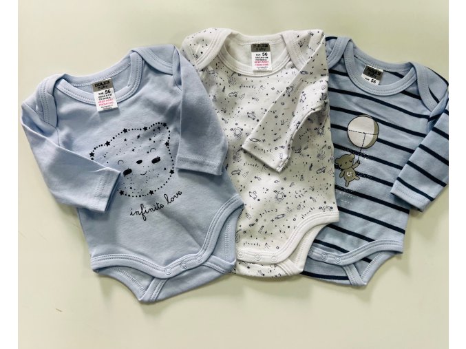 Body s dlouhým rukávem ,3 pack  modrý