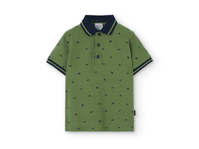 Polo tričko s krátkým rukávem, zelená barva, kluk, Boboli