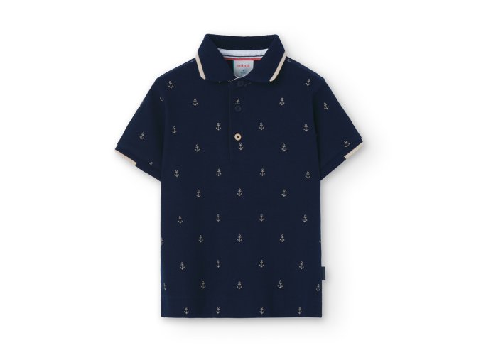 Polo tričko s krátkým rukávem, tmavě modrá barva, kluk, Boboli