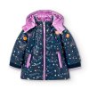 Zimní bunda oboustranná, lila, stříbrná barva, vesmír,holka,Boboli