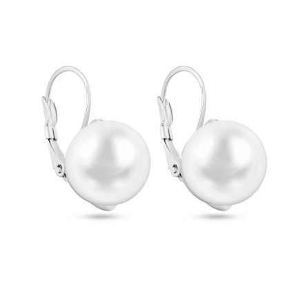 Náušnice z chirurgické oceli, visací, bílá pecka