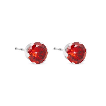 Náušnice z chirurgické oceli, červený zirkon 0,6 mm