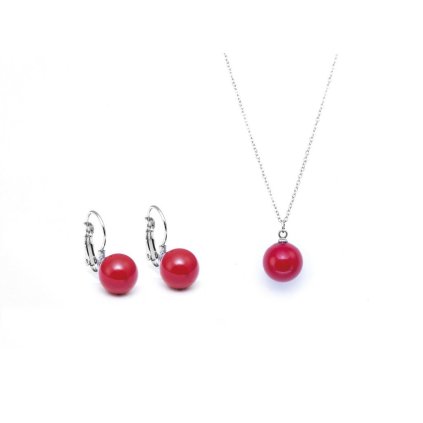21081 set z chirurgicke oceli nausnice retizek perla cervena 3001308
