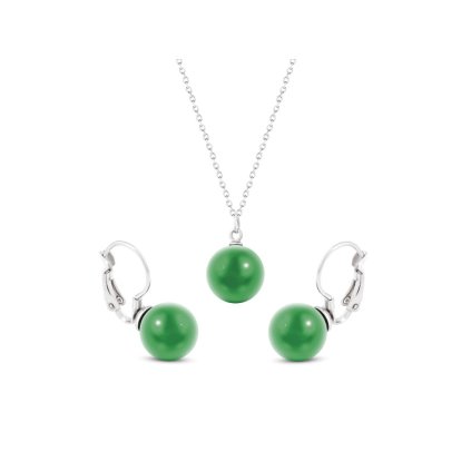 21087 set z chirurgicke oceli nausnice retizek perla zelena 3001307