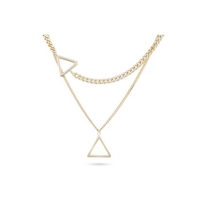 Pozlacený řetízek 14k zlatem, dvojřadý s geometrickými prvky- trojúhelník 3001430