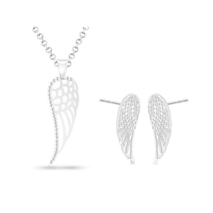 Set z chirurgické oceli andělské křídlo, řetízek + náušnice se zirkony 179