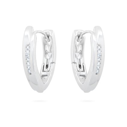 Rhódiované náušnice, asymetrického typu s průřezy a pásem zirkonů 1002572