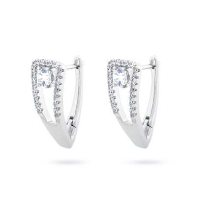 Rhódiované náušnice, asymetrického typu se zirkony 1002570