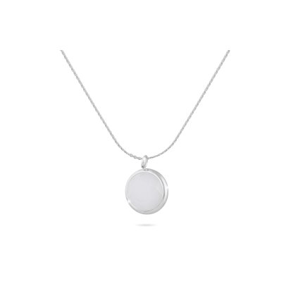 Řetízek z chirurgické oceli s přívěskem, jemné kolečko s bílým kamínkem 3001690-1