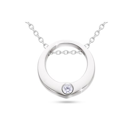 Řetízek z chirurgické oceli s přívěskem, lesklý kruh se zirkonem 3001750