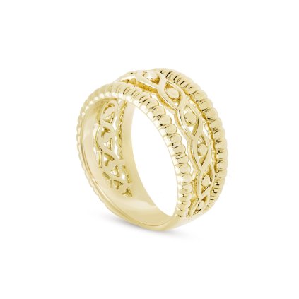 Pozlacený dámský prsten 14k zlatem, masivní s ozdobnými ornamenty 4000378