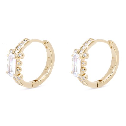 Pozlacené náušnice 14k kruh v magickém ornamentu zirkonů 1003058