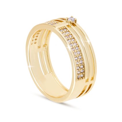 DUBAI 0417 Masivní pozlacený prstýnek 14k zirkon  Ellami