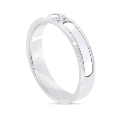 Prstýnek z chirurgické oceli se zirkony 4000430