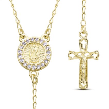 Pozlacený růženec 14k kruh se zirkony, kuličky 4 mm 3002201, 72,5 cm