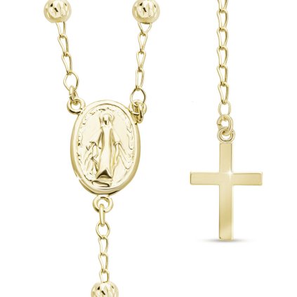 Pozlacený růženec 14k ovál, kuličky se strukturou 5 mm 3002205, 74,5 cm