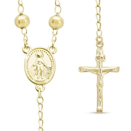 Pozlacený růženec 14k ovál, kuličky 6 mm 3002207, 72,5 cm