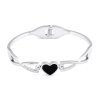 Náramek z chirurgické oceli, srdíčko - černé se zirkony 2001714