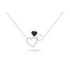 Řetízek z chirurgické oceli s přívěskem tří srdcí, ozdobený zirkony - černé srdce 3001441-1