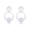 Náušnice z chirurgické oceli visací, dva kruhy ozdobené čirým kamínkem 1002240