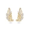 Pozlacené náušnice 14K, peříčko ozdobené zirkony 1002314