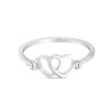 Dámský jemný prsten z chirurgické oceli, dvě srdce se zirkony 4000253