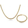 Set z chirurgické oceli, pozlacený 14k zlatem, masivní řetízek + náramek 3001728