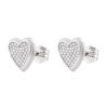 Rhodiované náušnice pecky, srdíčko vyskládané zirkony 1002691