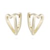 Pozlacené náušnice 14K, visací ve tvaru srdce 1002718