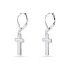Náušnice z chirurgické oceli, visací křížek vykládaný zirkony 1002918