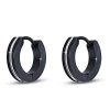 Náušnice z chirurgické oceli, kroužek se stříbrným páskem - ČERNÉ barvy 1002929