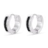 Náušnice z chirurgické oceli, kroužek ozdobený černými zirkony 1002941-3