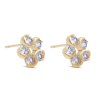 Pozlacené náušnice 14k pecky, kytička ozdobená zirkony 1003190