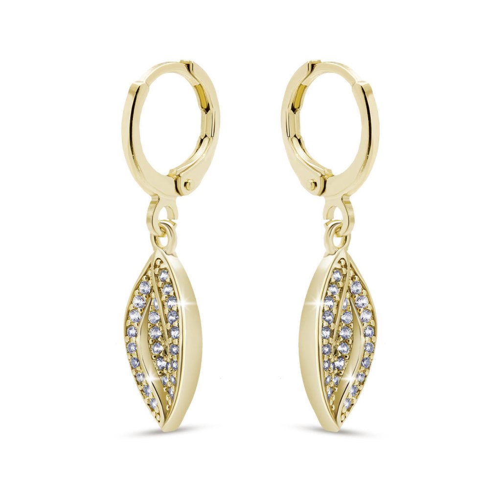 54037 nausnice pozlacene 14k listecky se zirkony 1003385