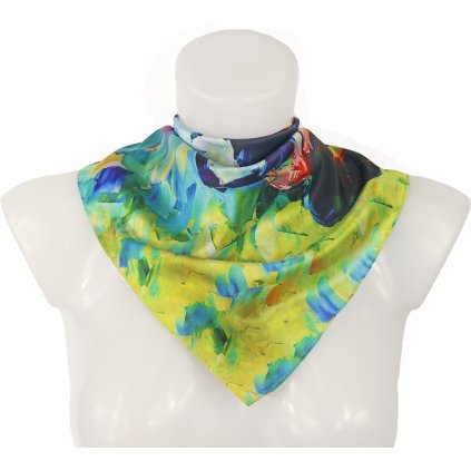 Női kétoldalas selyem sál RR3055 légiutas-kísérő festménymintával - pipacsok és táncoló pár festménye 9001637-6