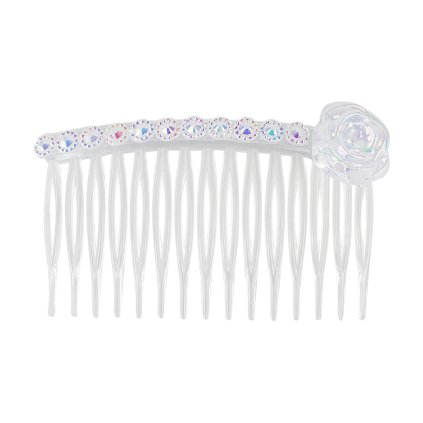 Műanyag hajfésű, gyöngyökkel és virággal díszítve 8000848-1